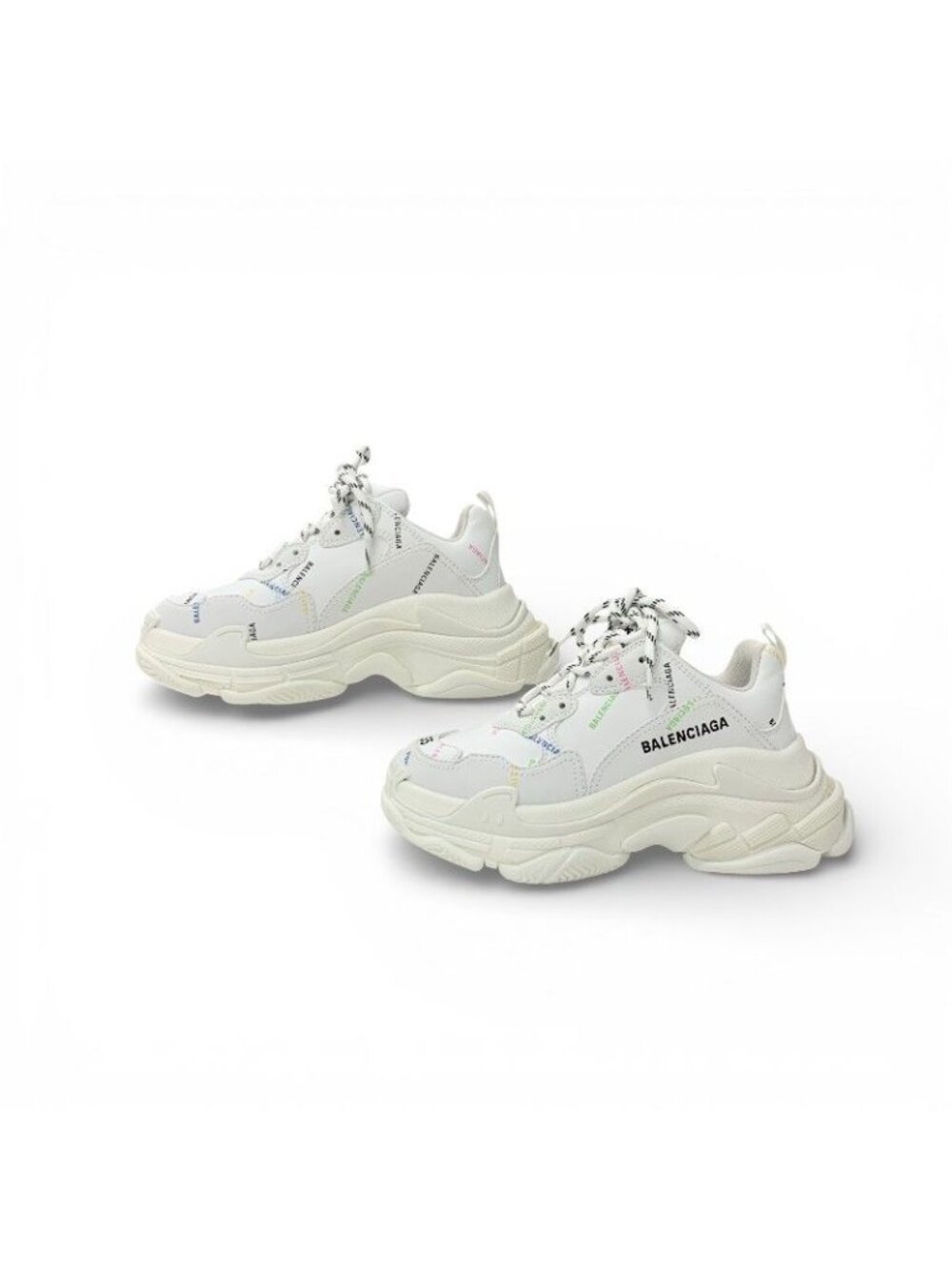 Balenciaga Triple S Sneakers Shoes Leather White Multicolor Logo - Picture 3 of 10